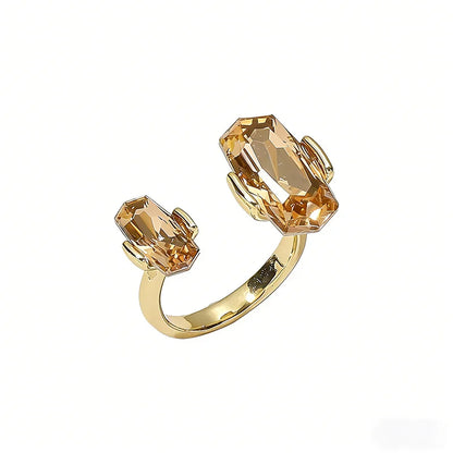 Bagues en cristal couleur or Champagne 2026, nouveau design, bijoux tendance, accessoire de doigt pour femmes, bague de mariage pour l'index