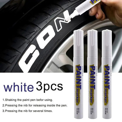 3 Marqueurs Peinture Blancs, Stylos Peinture Étanche à Base d'Huile pour Pneus de Voiture, Séchage Rapide et Permanent