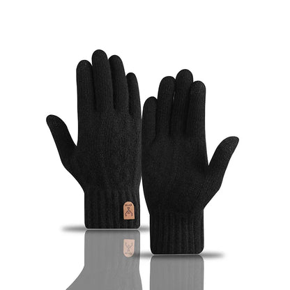 Women Men Warm Winter Touch Screen Gloves Stretch Classical Knit Mittens Wool Full Finger Outdoor Cycling Driving Glove