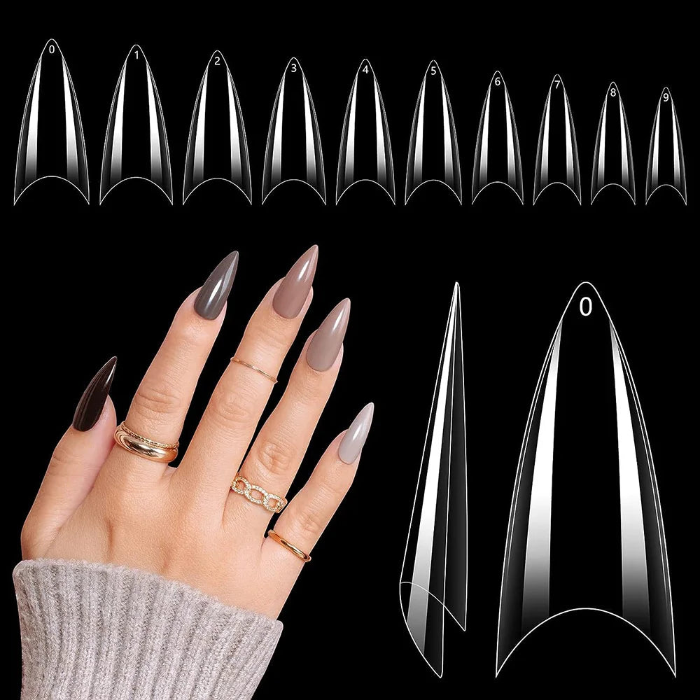 Clear Stiletto Nail Tips for Acrylic Nails Professional Soft Gel Nail Tips Medium Stiletto False Nails