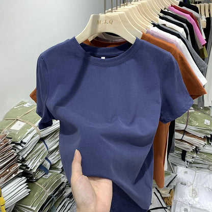 Femmes T-shirt Filles T-shirt Vêtements Femme Hauts T-shirt Femme Manches Courtes Printemps Tee Sexy Y2k Top Blanc