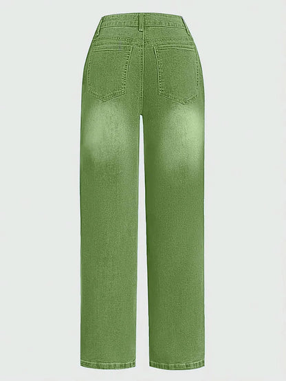Nouveau Jean Décontracté pour Femme Multi-Boutons Coupe Large – Pantalon en Denim de Haute Qualité pour un Confort Élégant