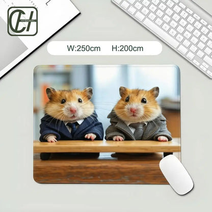 Funny Office Hamster Team Mouse Pad HYBXX Coding Hamster Selfie Desk Mat, Non-Slip Gaming Mouse Pad for Developer Office Decor