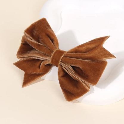 2Pcs Solid Velvet Bow Hair Clips Sweet Vintage Handmade Bownot Hairpins For Girls Children Fall Winter Headwear Hair Accessories