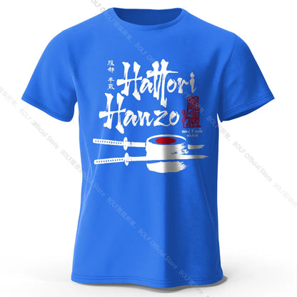 Men's Hattori Hanzo Printed T-Shirt 100% Cotton Oversized Ninja Graphic Tees for Women Summer Tops Samurai Streetwear