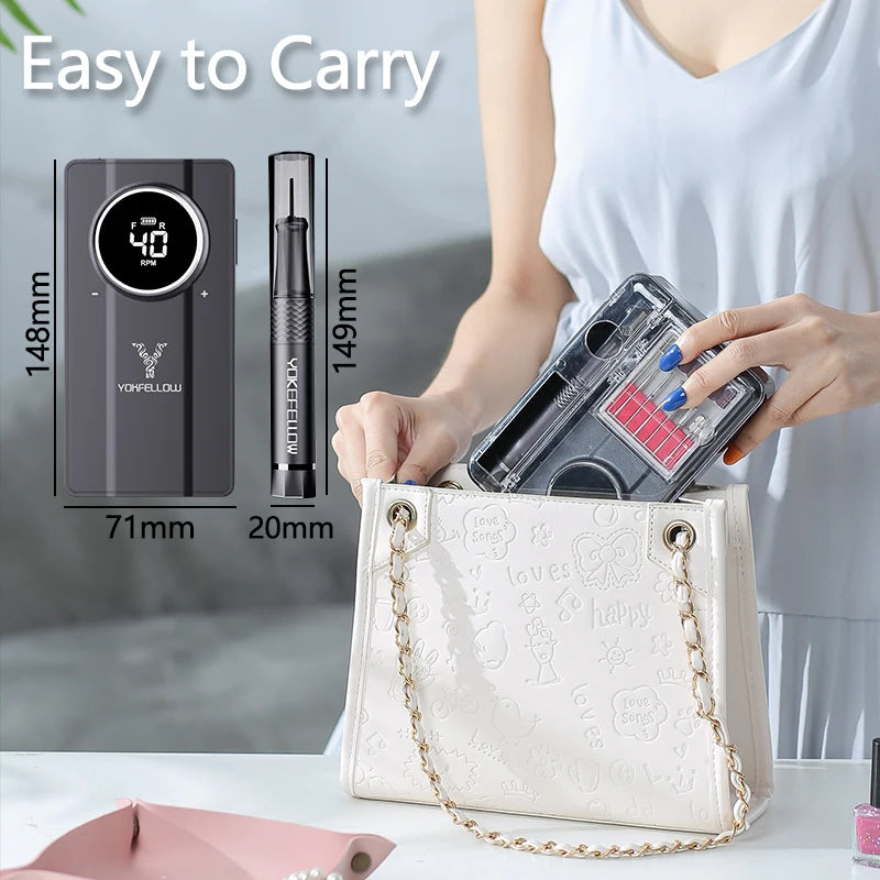 40000RPM Electric Sander Nail Drill Machince with Powerful Brushless Motor Rechargeable Electric Nail Polisher for Acrylic Nails