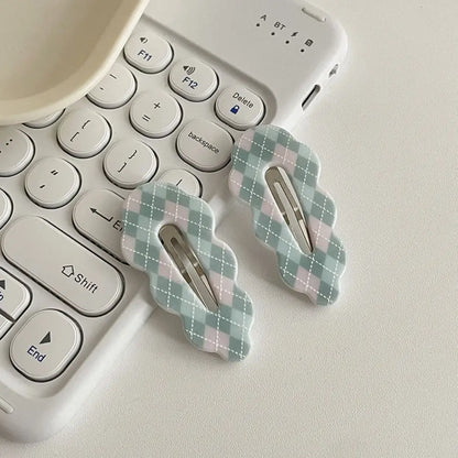 Sweet Alloy Plaid Hair Clip Acrylic Barrettes Cloud Hair Clip Candy Color Irregular Korean Style Hairpin Girls