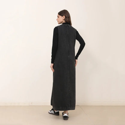 AP New 2025 Autumn Women Denim Sleeveless Dress Black Knitting Cardigan Fashion Style