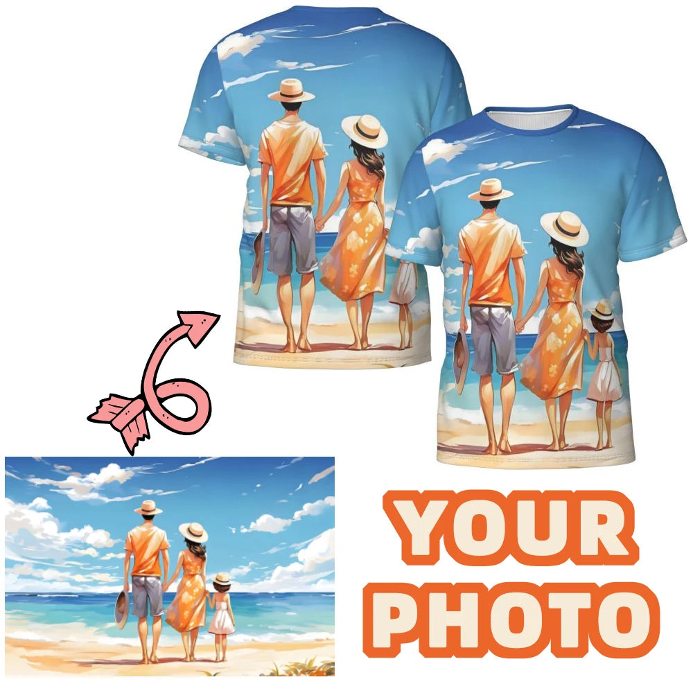 Men's couple children's T-shirt customization exclusive 3D full print top outdoor street short sleeved printed sportswear