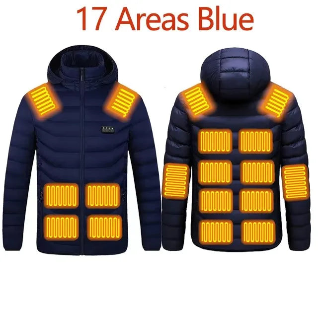 Men's Winter Warm USB Heating Parka Smart Thermostat Pure Color Hooded Heated Jacket Bobojaco Padded Clothing