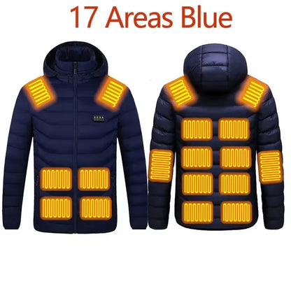 Men's Winter Warm USB Heating Parka Smart Thermostat Pure Color Hooded Heated Jacket Bobojaco Padded Clothing
