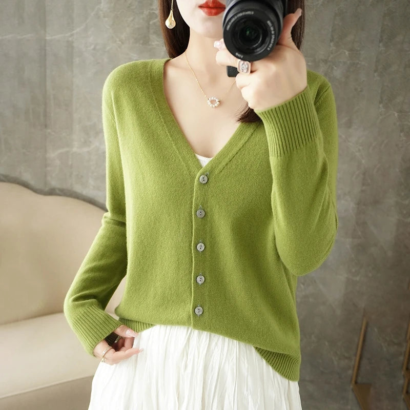 Pull ample pour femme à col en V, style vent frais et élégant