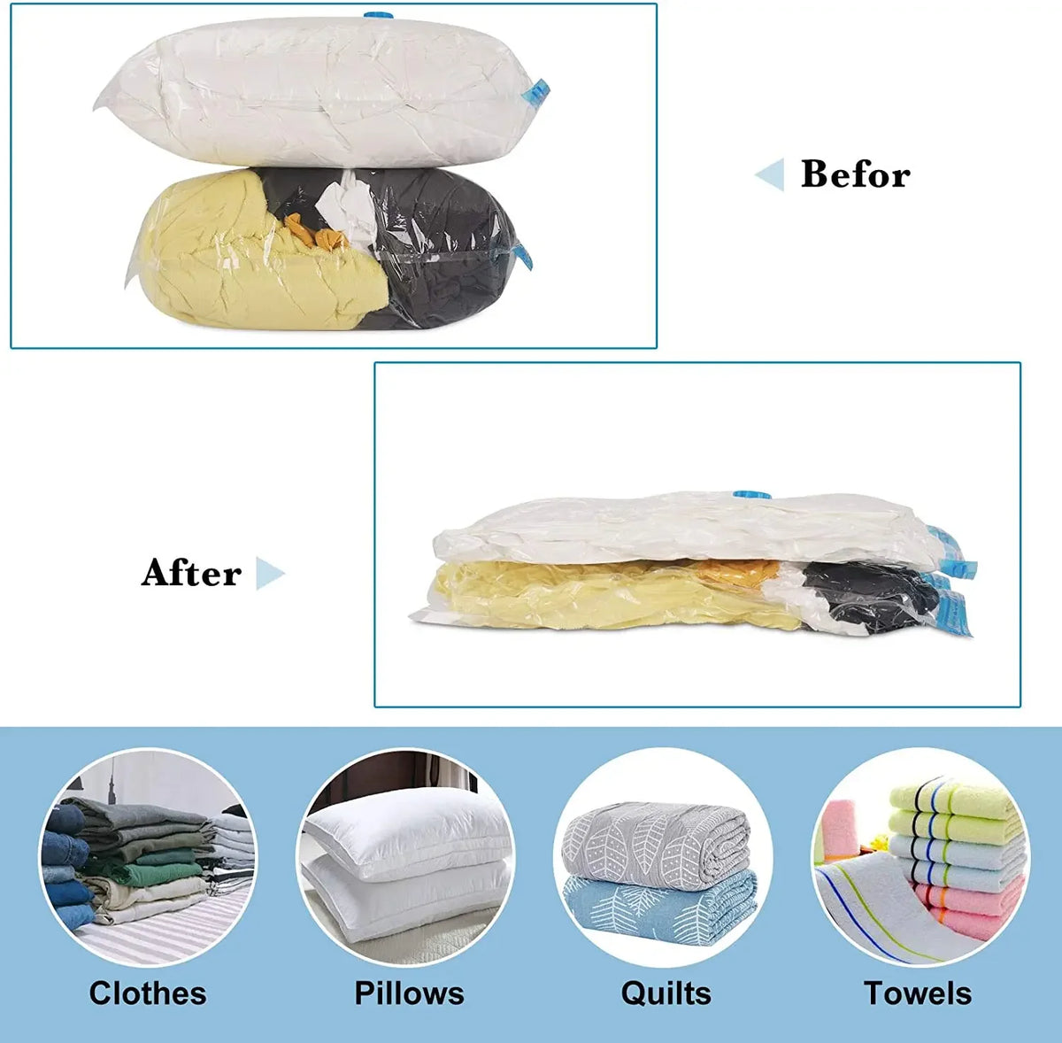 Vacuum Storage Organizer Bags, Travel Suitcases Essentials, Wardrobe Clothes Compression Packaging Sealing Bag Camping Equipment