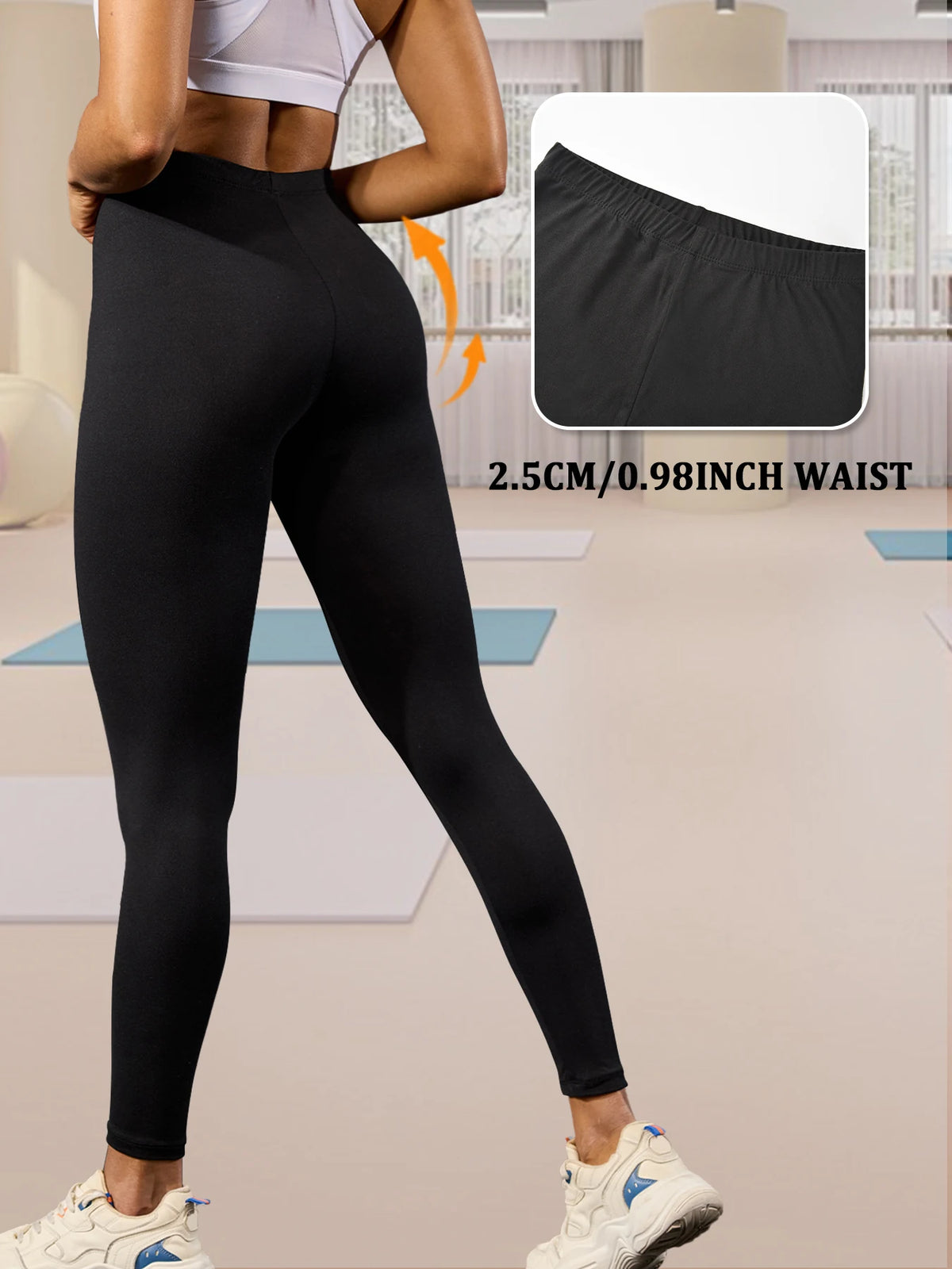 Low Rise Super Soft Leggings for Women - High Elasticity Stretchy Tights for Yoga Running Workout Casual Wear