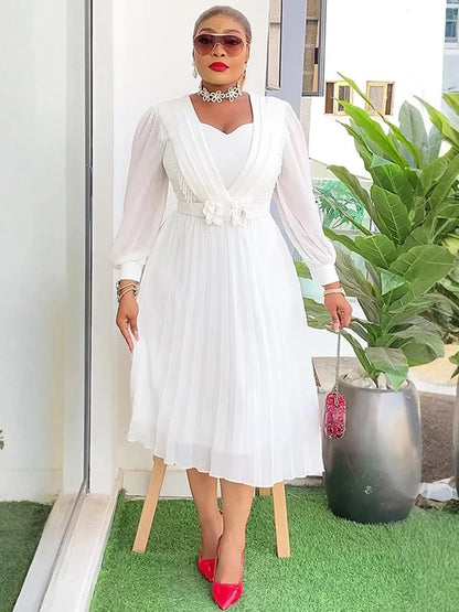 Party Evening Dresses Elegant Women Long Sleeve Chiffon Dress Wedding Prom Birthday Gowns African Dashiki Maxi Robe Lady Clothes