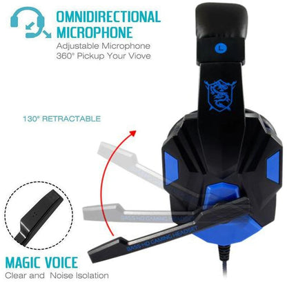3.5mm Wired Gaming Headsets With 120° Adjustable Noise Cancelling Microphone Gamer Headphones For PS4/PS5/Xbox Smartphone Laptop