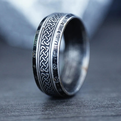 YILUOCD Stainless Steel Viking Runes Ring for Men Women Vintage Nordic Celtic Knot Rings Odin Letter Amulet Jewelry Wholesale