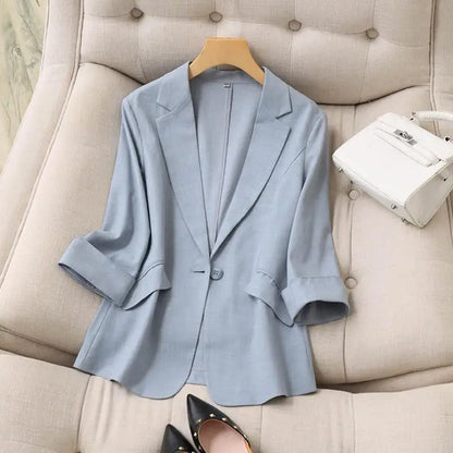 Veste blanche coréenne pour femmes, coupe ample, amincissante, élégante, décontractée, confortable, nouvelle collection d'été