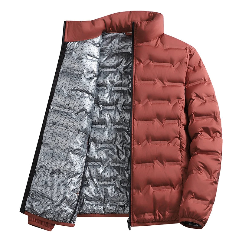 LEOSOXS-Men's outerwear made of graphene material, warm and casual, lightweight stand up collar, winter casual warm top