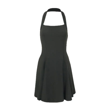 Women's Dresses Fashion Casual Halter Square Neck Pleated A Line Mini Elegant Dresses Club Evening Bodycon Dress