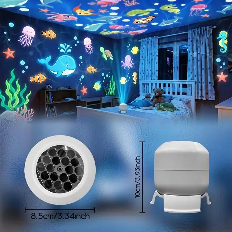 USB Plug-in Ambient Lamp, Decorative Lighting LED Starry Ocean Projector Light, Ocean Rotating Dynamic Projection Night Light,