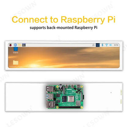 LESOWN 11.3'' Portable Auxiliary Monitor Stretched Display 440x1920 Ultra Slim Bar Screen for Laptop PC Ps Pr Additional Monitor