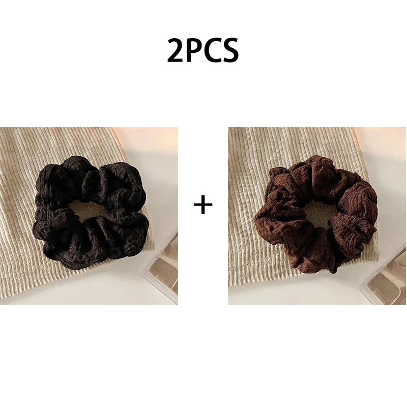Simple Solid Color Large Intestine Hair Rope for Women Elegant High Ponytail Hair Rope Fashion Girl Meatball Head Scrunchie
