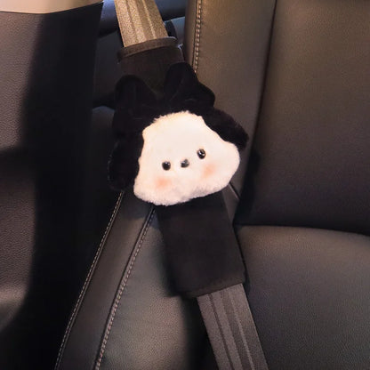 1pc Cute Cartoon Bow Dog Car Seatbelt Cover Seat Belt Harness Cushion Auto Shoulder Strap Protector Pad for Children Women