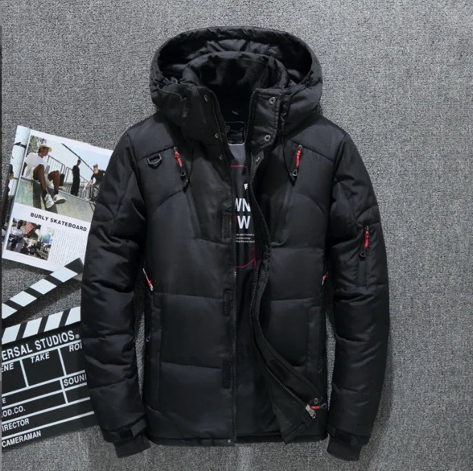 Men's Winter Outdoor Ski Suit Thick Warm Down Jacket Set Windproof Waterproof Mountaineering Coat Harajuku Casual Outerwear New
