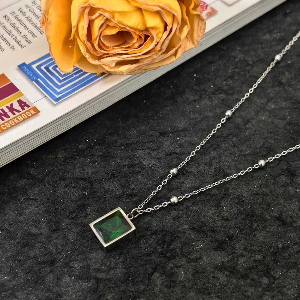 Colliers pendentifs géométriques simples pour hommes femmes en acier inoxydable bijoux rectangles Cadenas Para Hombre Collares Para Mujer
