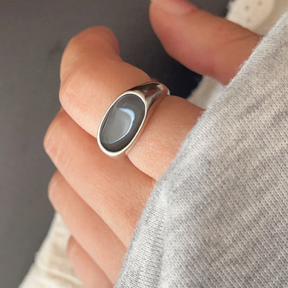 Bagues en argent sterling 925 pour femmes, bijoux fins géométriques, bague ajustable large en forme de cœur avec pierre, pour fête, cadeau d'anniversaire