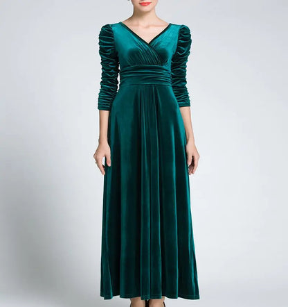 Women Clothing Plus Size Long Dress Velvet Autumn V-Neck  Evening Bridesmaid Party Prom Abayas Muslim kaftan African Maxi Dress
