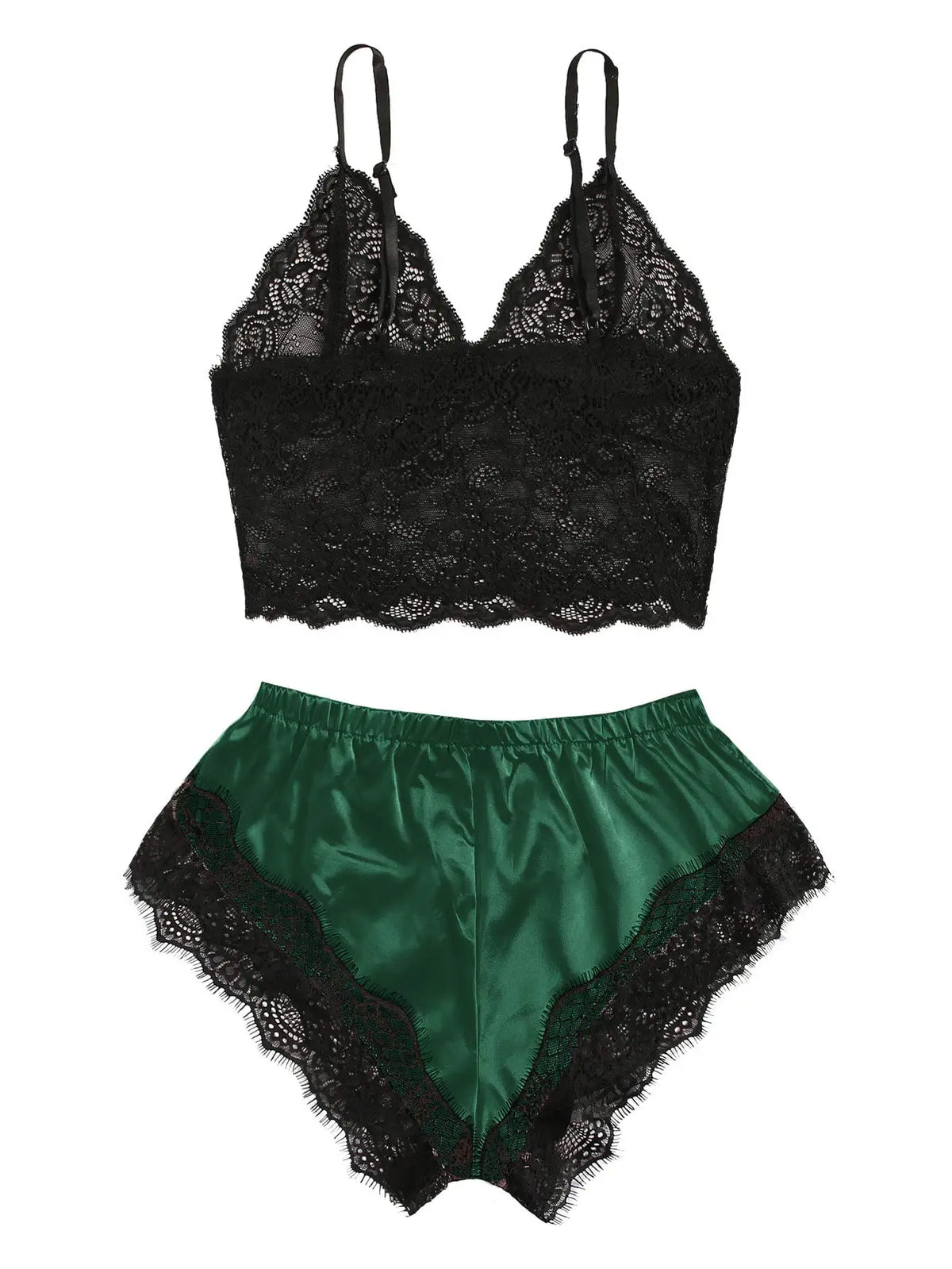 Ensemble de pyjama sexy 2 pièces en dentelle pour femme, nuisette transparente et short, vêtement de nuit respirant, grande taille, lingerie d'été.