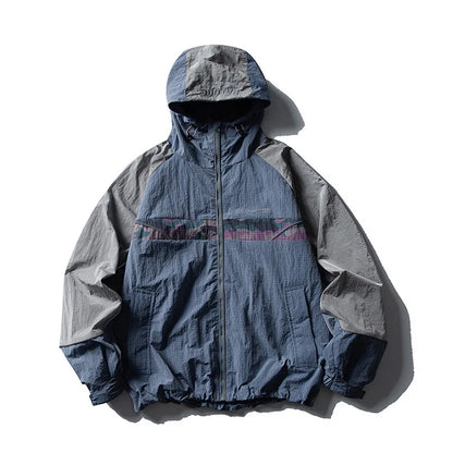 Mountain Outdoor Style Water - Resistant Hooded Jacket for Men, European & American Trendy Brand Trench - Coat Design With