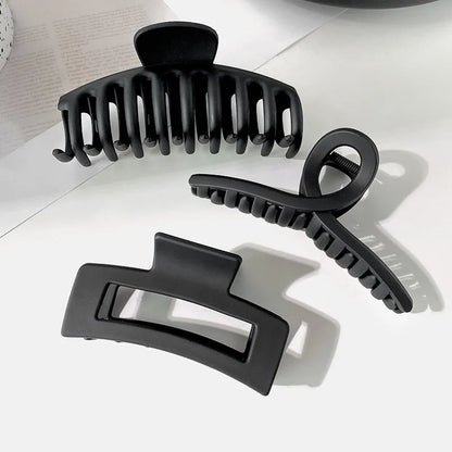 Femmes Élégant Noir Géométrique Plastique Pince à Cheveux Dame Douce Long Cheveux Titulaire Dents Pinces à Cheveux Épingles à Cheveux Accessoires de Mode