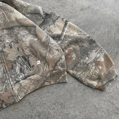 Sweat à capuche Y2K Retro zippé motif camouflage Fermeture éclair streetwear hip-hop oversize unisexe camouflage