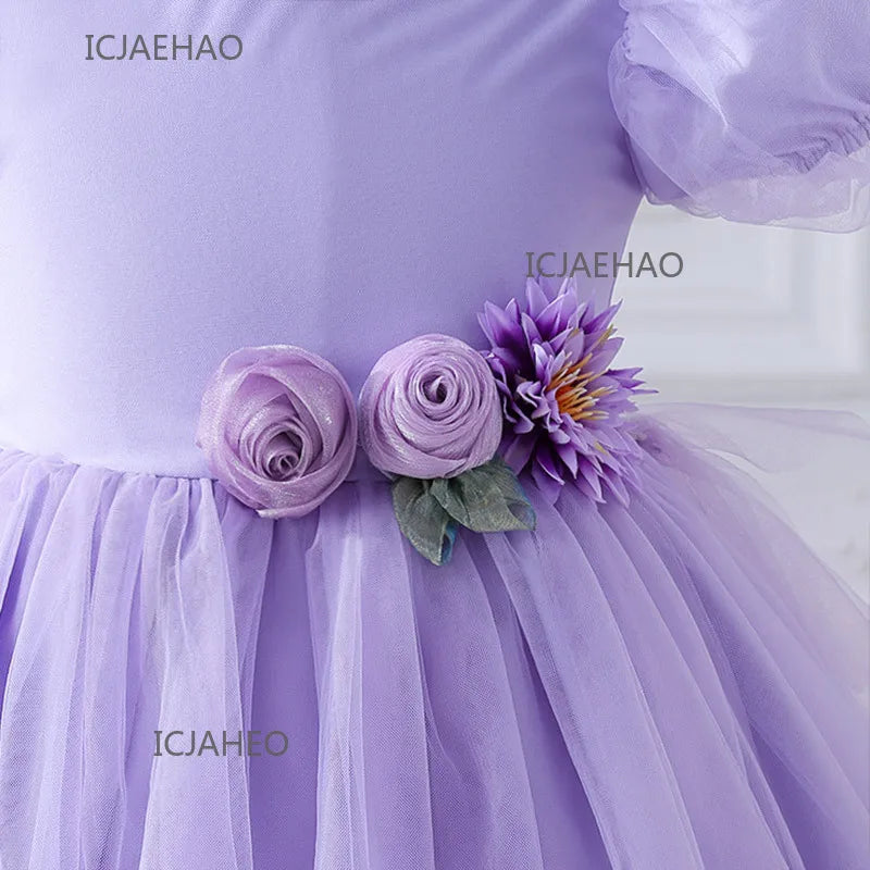 Party Dress Vestido Children Girls Birthday Dresses Gown with Train Tutu Outfit Pageant Host Kids Costume Flower Girl Princes