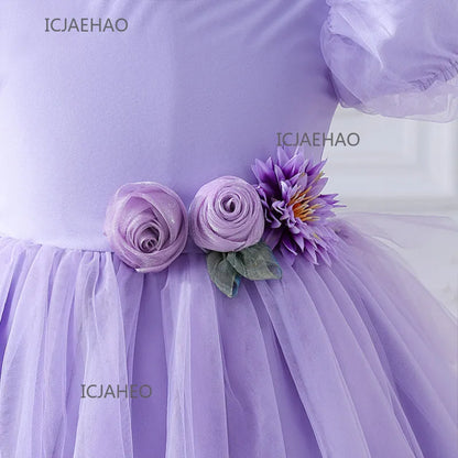 Party Dress Vestido Children Girls Birthday Dresses Gown with Train Tutu Outfit Pageant Host Kids Costume Flower Girl Princes