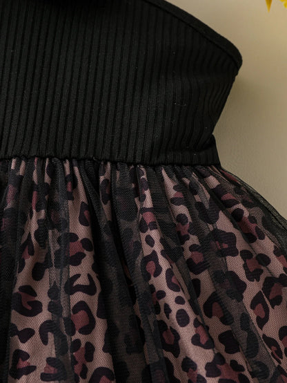 Girls 2025 Kids Fashion Streetwear Summer Sleeveless With Bow Leopard  Shoulderless Princess Dresses For 1-6Y Children Clothes