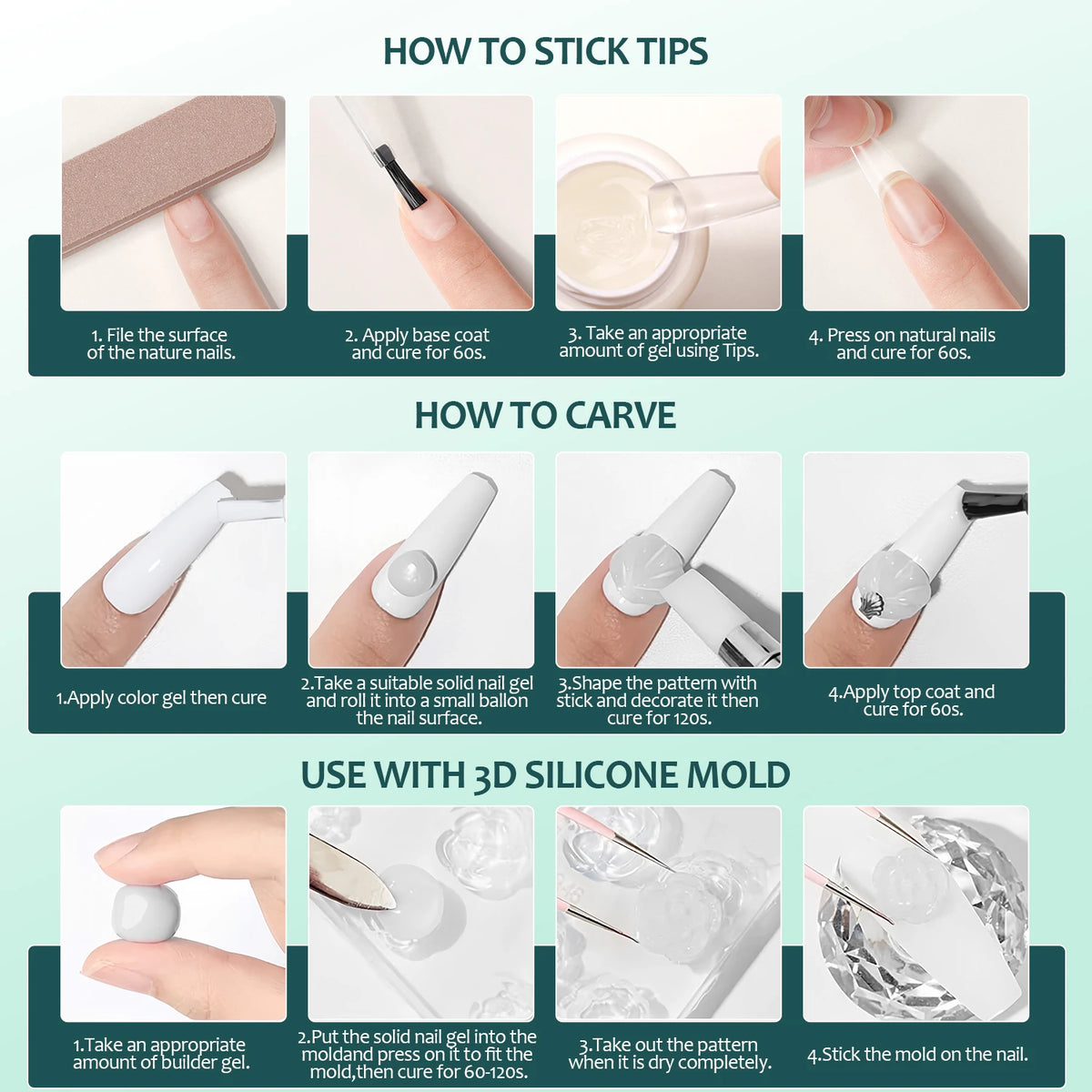 Nailpop Solid Nail Gel for Acrylic Nails Tips - Sculpting & Rhinestone Adhesive UV Gel Strong Adhesion Long-Lasting 20g