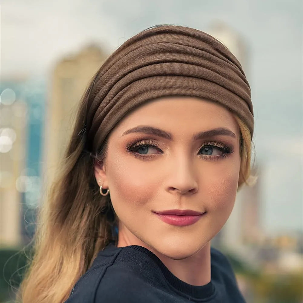 Wide Headbands for Women Large Turban Headwrap Boho Hairband Twisted Head Bands Sport Workout Stretch Non-slip Hair Accessories