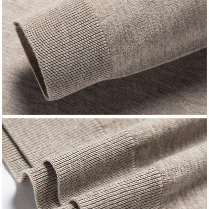 Men's 100% Mink Cashmere Large Size Sweaters Autumn Winter Solid POLO-neck Casual Knit Pullovers Long Sleeve Warm Jumper to