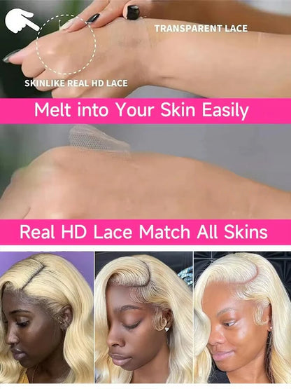 Perruques frontales en dentelle HD 613 blond miel 13x4 13x6 360 brésiliennes à ondulation corporelle, 250 % de densité, véritables cheveux humains, 30-40 pouces pour femmes