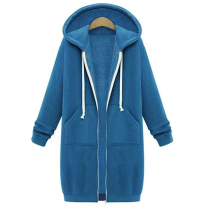 Parkas épaisses à capuche pour femmes automne hiver 2025 Vestes amples à capuche avec fermeture éclair Poches Grandes tailles Sweatshirts Robes de sport Vêtements d'extérieur