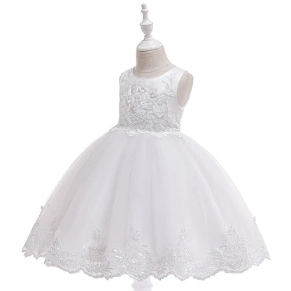 Party Dresses For Girls Flower Embroidery Beading Princess Dress For Kids First Communion Wedding Bridesmaid Birthday Party Gown