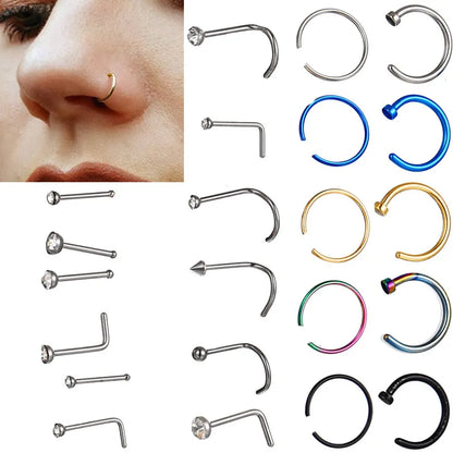22 Pcs De Costume Faux Anneau De Nez Boucles D'oreilles Mode Punk Non-nez-piercing Septum Bijoux Pour Femmes