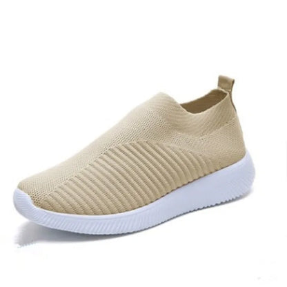 Women Sneaker Summer Elastic Force Mesh Breathable Flat Ladies Slip on Casual Sports Shoes Comfortable Vulcanize Shoes
