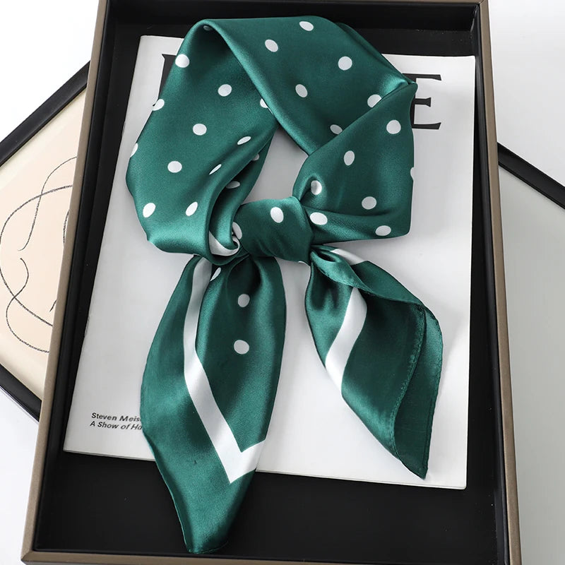 Lady Hair Dot Scarf Female Silk Square Scarves Head Wraps for Women Bandana Fashion Foulard Shawls Female Neckerchief Summer