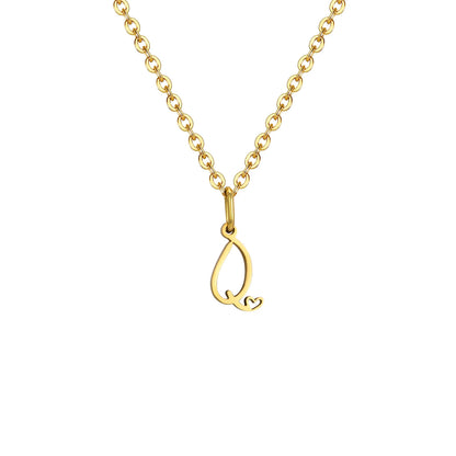 Dainty Heart Initial Necklace for Women, Gold Plated A-Z Letter Pendant, Waterproof Stainless Steel Monogram Jewelry, Personaliz
