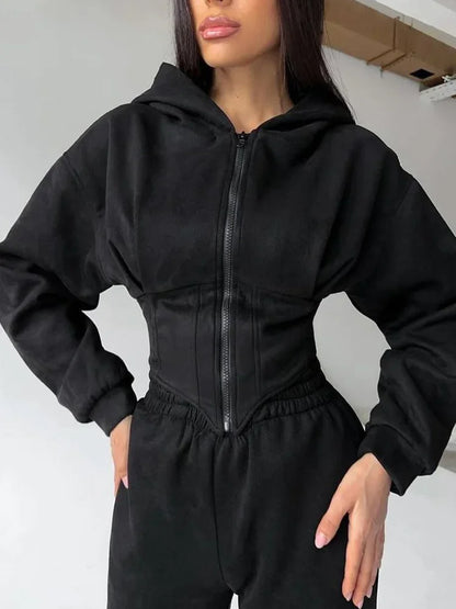 Ensembles deux pièces sweats à capuche pour femme, survêtements de sport, joggers Y2K, sweats pour l'automne, ensembles de pantalons assortis à taille élastique, style streetwear
